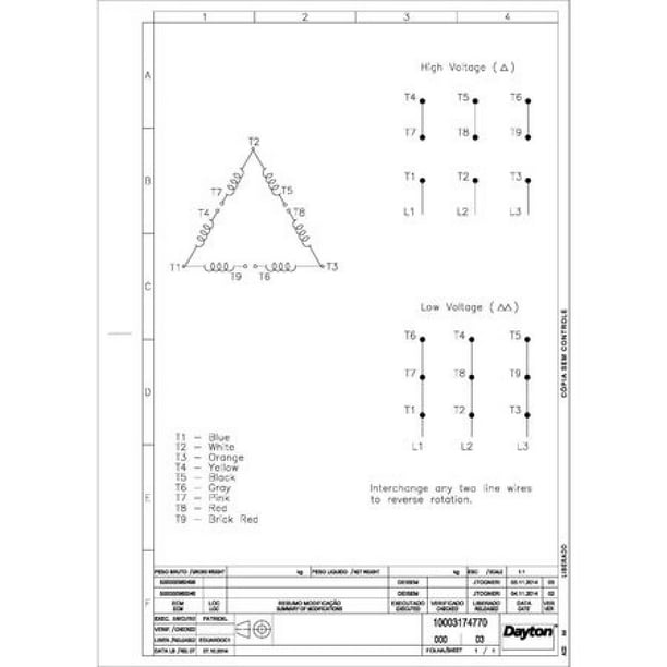 Dayton 31lh69 3 Phase General Purpose Motor 2 Hp 56hc Frame 230 460v Ac Voltage 3 510 Nameplate Rpm Walmart Com Walmart Com