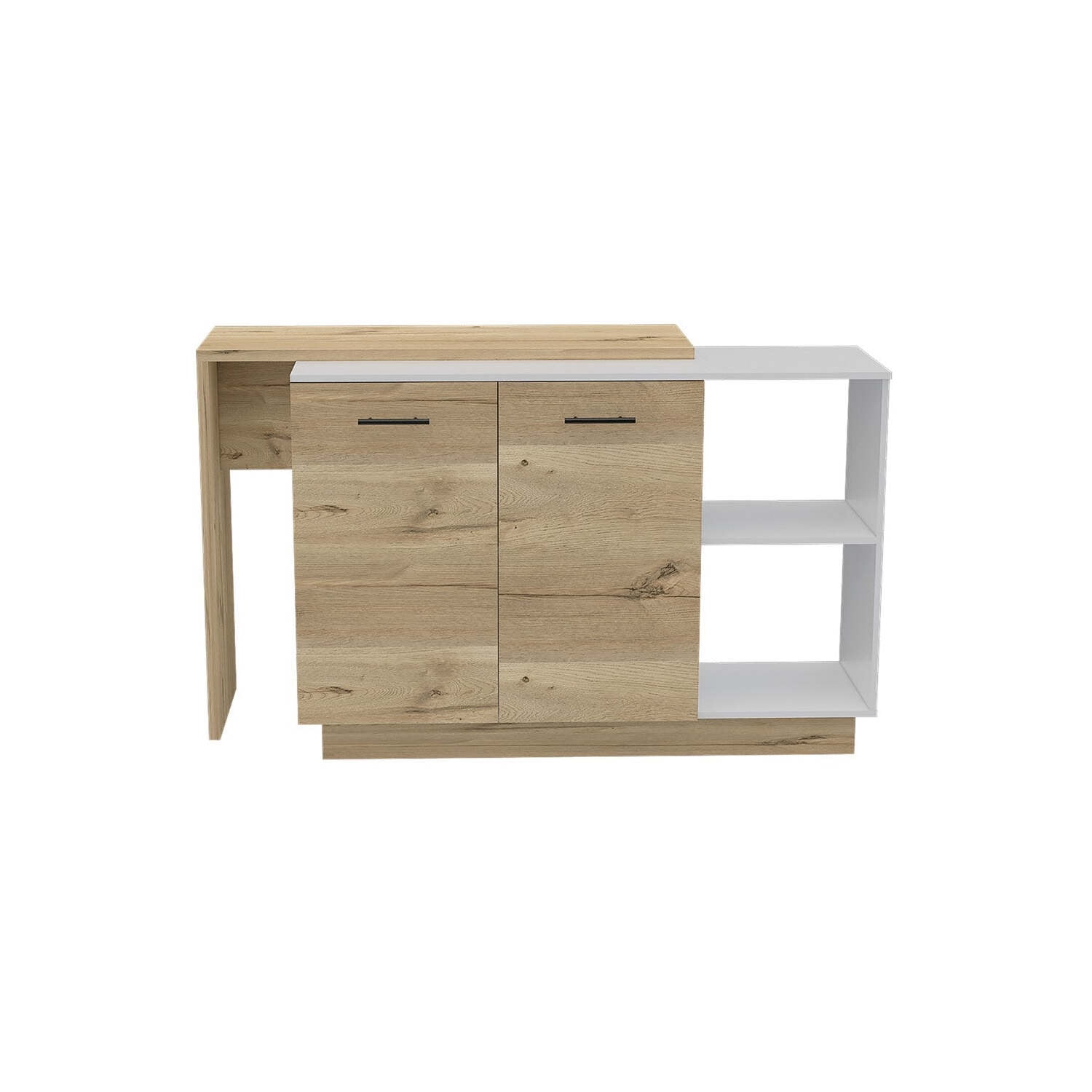 dokea Kitchen Island Ohio, Kitchen Island, White / Light Oak, 47”
