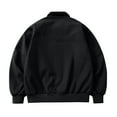 thumbnail image 4 of Men's Solid Color Outdoor Sports Casual Jacket with Pocket & Zipper, Black, Size L, 4 of 5