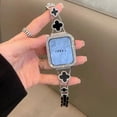 thumbnail image 2 of Adecuado para Apple Watch, Apple Watch SE1-8 Generación, correa de metal con trébol de diamantes de moda, 2 of 6