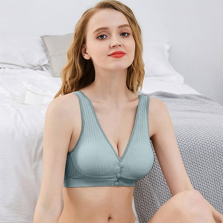 snowsong Bras for Women Nursing Bras Women s Vest Type Underwear Gathered Breast Feeding Bra With Front Buckle Bralettes for Women Front Closure Bras Wireless Bra Blue XL