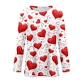 thumbnail image 3 of Valentine Day Shirts Womens Crew Neck Love Heart Print Loose Graphic Tee Long Sleeve Funny Fashion Tunic Tops Red M, 3 of 5