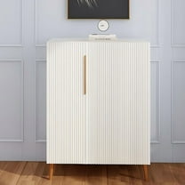 S-HOME Modern White Sideboard Cabinet with Elegant Gold Handles for Stylish Kitchen and Dining Room Organizer