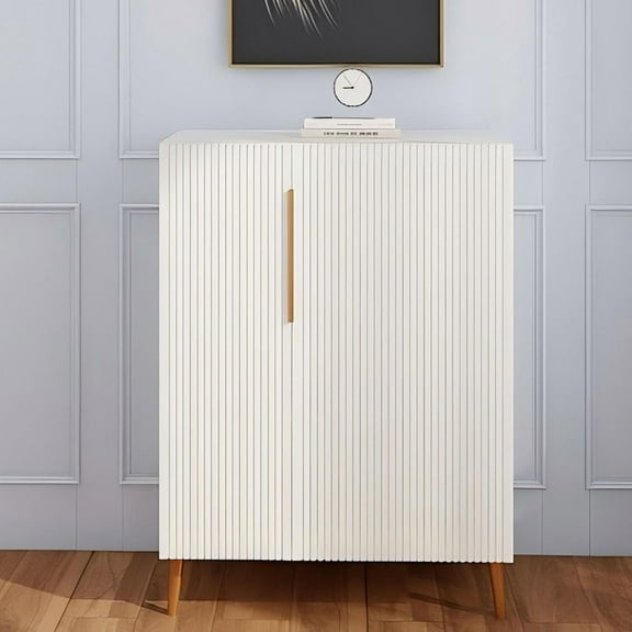 S-HOME Modern White Sideboard Cabinet with Elegant Gold Handles for Stylish Kitchen and Dining Room Organizer