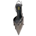 thumbnail image 3 of FSJ Women Low Kitten Heel Closed Pointed Toe Slingback Pumps Comfortable Buckle Ankle Strap Heeled Sandals Dress Shoes Size 8 Gray, 3 of 5