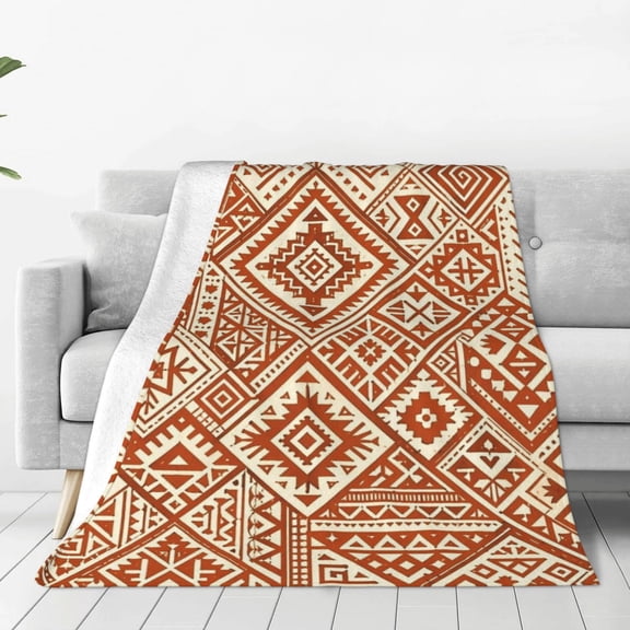 Boho Ethnic Patchwork Seamless Decor, 80x60,Throw Blanket Decorative Soft Warm Flannel Plush Blankets for Sofa Chair Bed Office