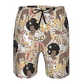 thumbnail image 3 of Honeii's Groovy Disco Print Men's Casual Shorts with Drawstring，Swim Trunks Quick Dry Beach Shorts, 3 of 5