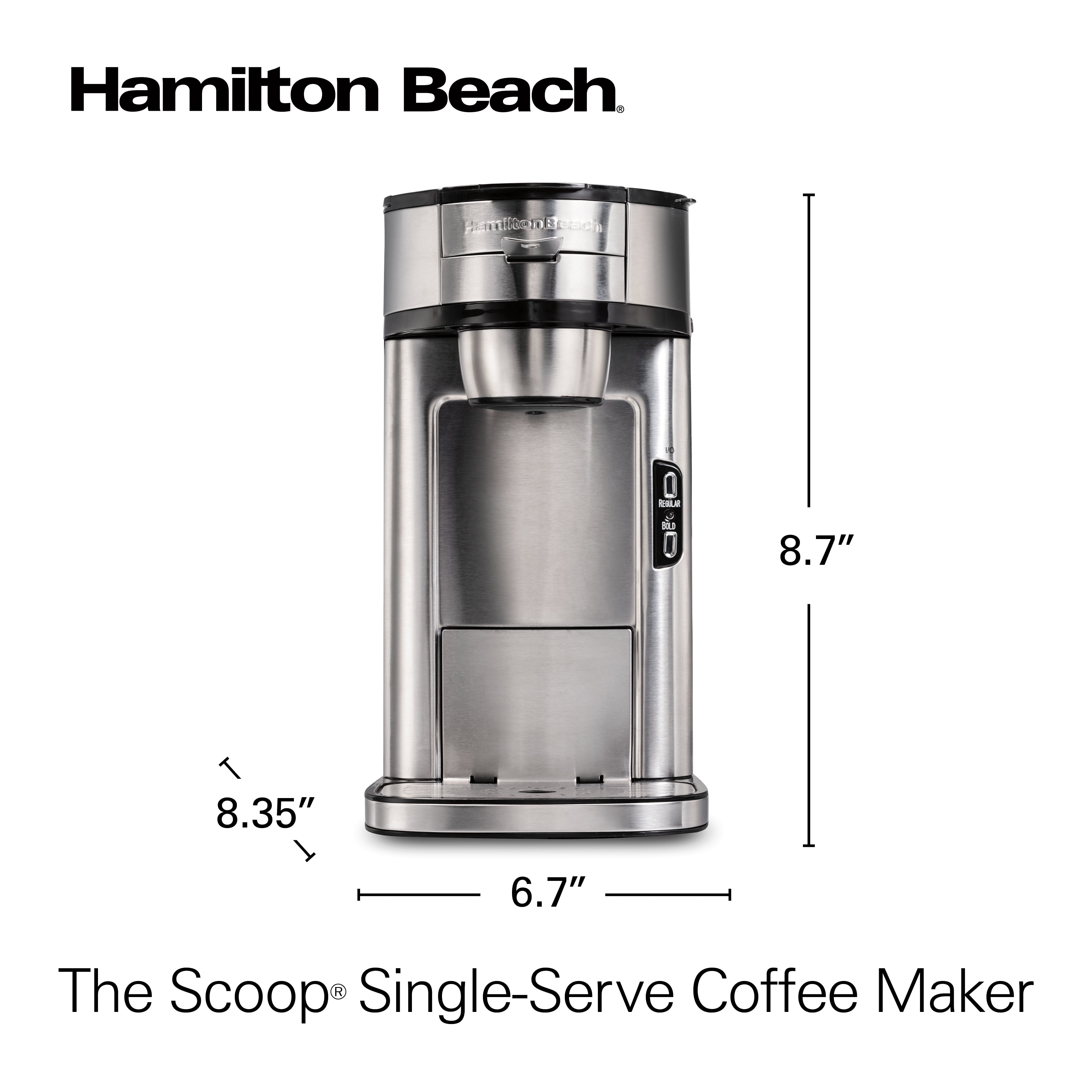 Hamilton Beach The Scoop Single-Serve Coffee Maker, 14 oz., Stainless  Steel, Model 47550