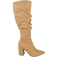 thumbnail image 3 of Delicious Women Knee High Slouchy Boots Side Zipper Chunky Thick Heels Pointed Toe GRAVITY-H Light Brown Blonde Suede 11, 3 of 3