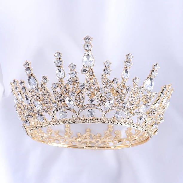 Nvzi Tiara de boda para novia, diadema de princesa, corona de novia, joyería para el cabello con diamantes de imitación de cristal,graduación, boda, fiesta de disfraces (blanco)