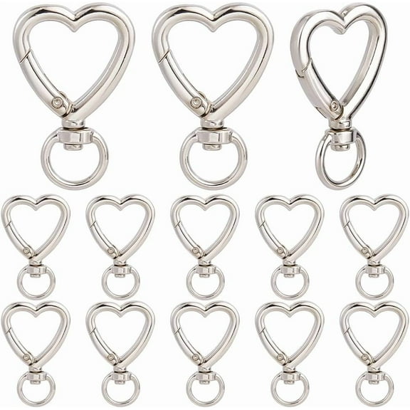 1 set 30Pcs Heart Shaped Lobster Clasp Silver Claw Clasps Bulk Metal Alloy Hearts Fastener Hooks End Curved Swivel Lanyard Snaps Clasp for Jewelry Making Bracelet Necklace DIY Crafts Supplies