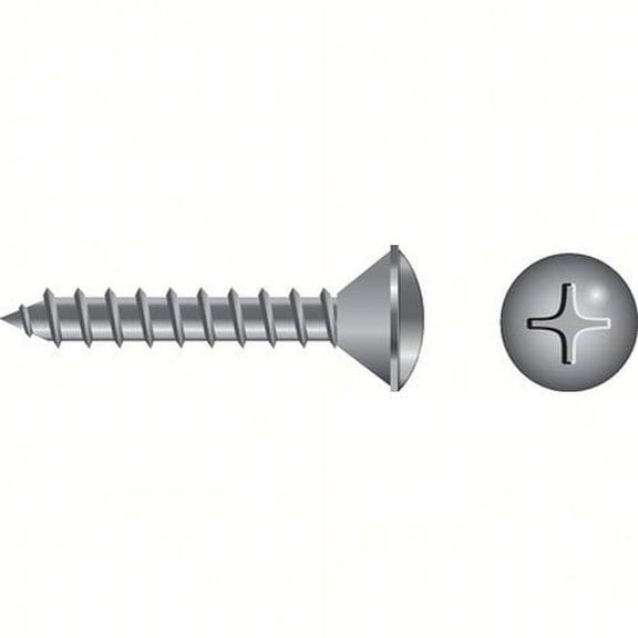 SeaChoice 00806; #10X3/4 Phillips Head Oval Sheet Metal Screw Stainless Steel 100/ Bag
