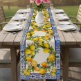 thumbnail image 4 of Summer Lemons Table Runner 90 Inches, Vintage Yellow Fruit Flower Blue Ethnic Plaid Bed Runner Dresser Scarves Tabletop for Indoor Outdoor Parties/Ceremony/Banquet, 13" x 90", 4 of 9