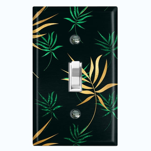 Metal Light Switch Plate Cover Tropical Jungle Palm Leaves Yellow Green JGL012