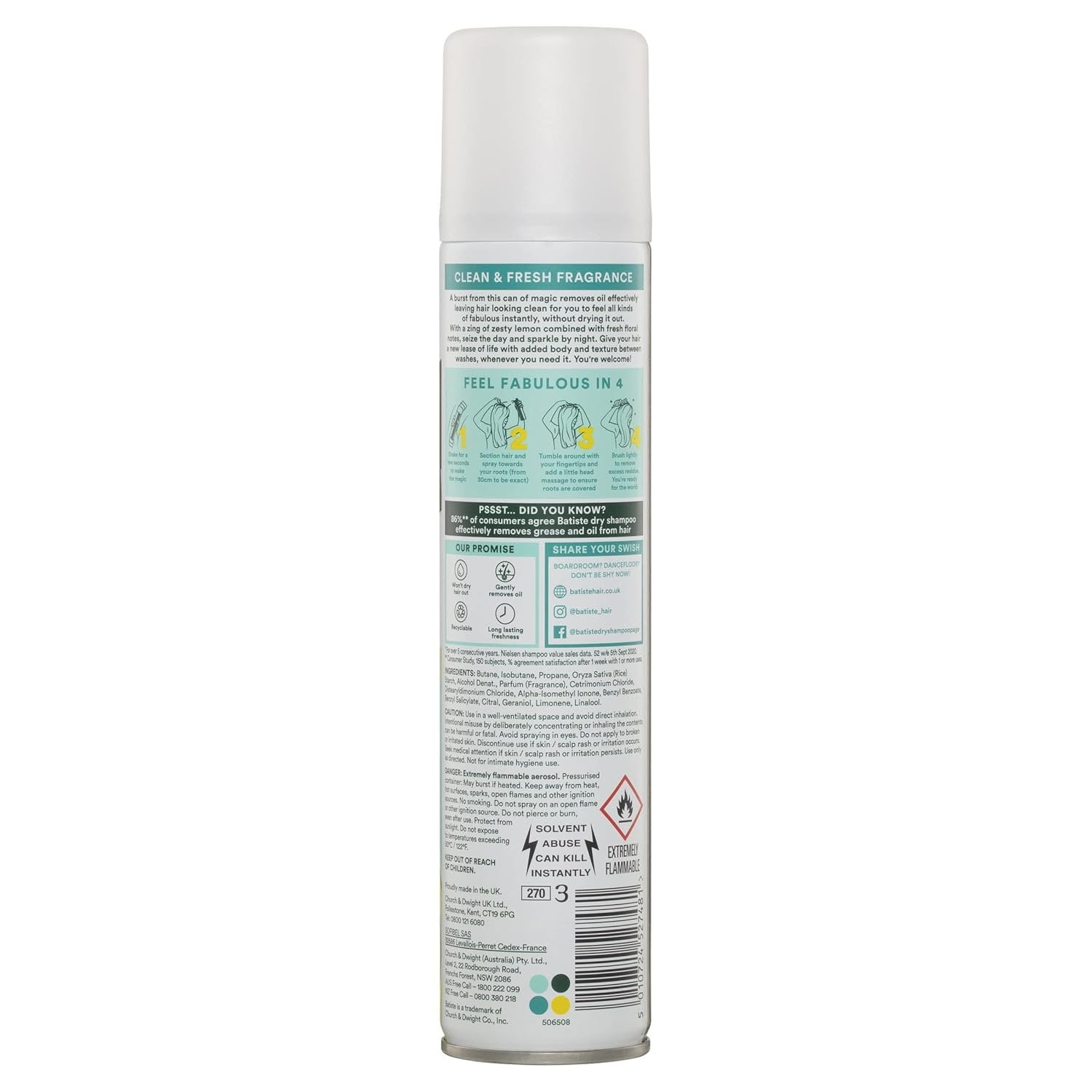 (2 pack) Batiste Original Dry Shampoo, Absorbs Oil & Grease, Classic Clean Scent, 5.71 oz
