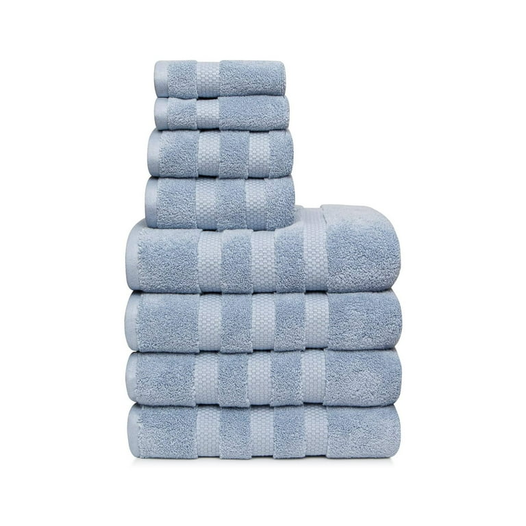 Collections Etc Zero Twist Luxury Bath Towel Set, Hotel Quality Style - Set of 6 - for Bathroom, Spa, Travel, Light Blue