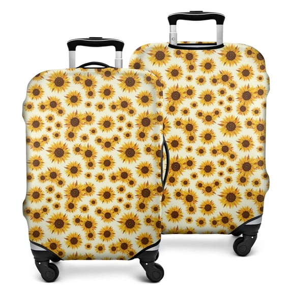 Beige Sunflower Pattern Luggage Cover Fashion Suitcase Cover Baggage Covers Fit 25-28 Inch Luggage (Go Travel)