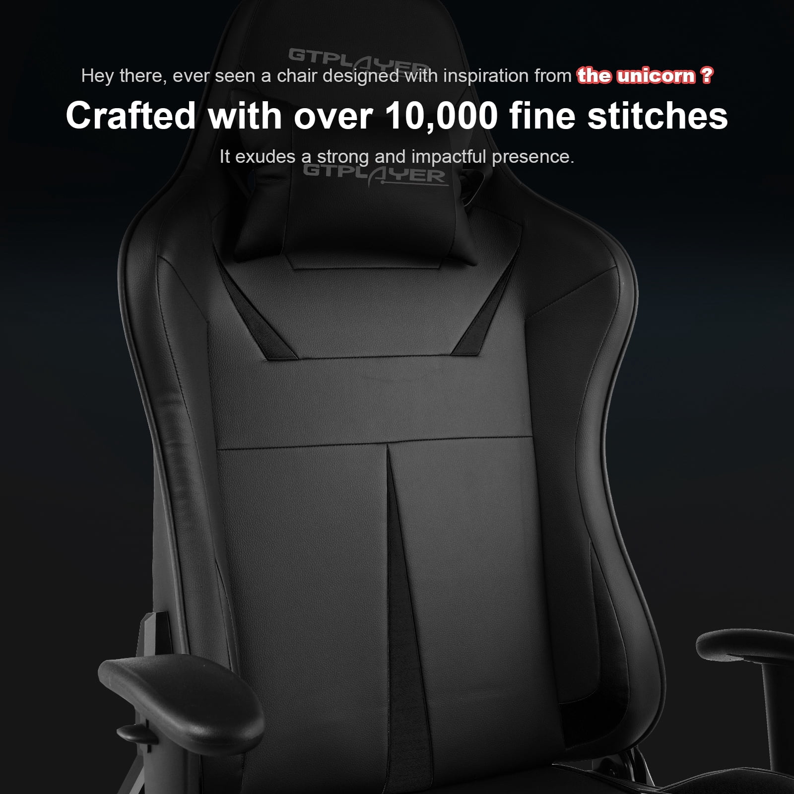 GTRACING Music Gaming Chair with Footrest Ergonomic Reclining PU Leather Office Chair, Black