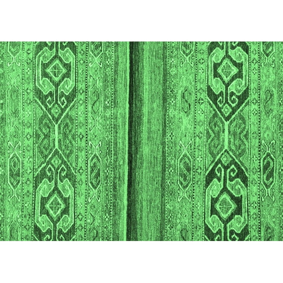 Ahgly Company Indoor Rectangle Abstract Emerald Green Modern Area Rugs, 8' x 12'