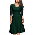 thumbnail image 1 of Jusqu'à 65 % de Rabais! Robes d'Été Mode pour Femmes 2024 Grande Taille Tempérament Manches Trois Quarts Faux Deux Pièces Encolure Patchwork Grande Jupe Robe en Dentelle, 1 of 6