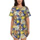thumbnail image 1 of Balery Sicilian Style Conjunto de Pijama para Mujer con Estampado, Dos Piezas de Manga Corta y Shorts, Ropa de Dormir Suave con Cuello Redondo y Bolsillos-4X-Large, 1 of 6