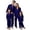 Dark Blue, variant on Bmisegm Matching Family Christmas Pajamas Solid Button Front Long Sleeve Top with Pants Pajamas Set Silk Like Sleepwear