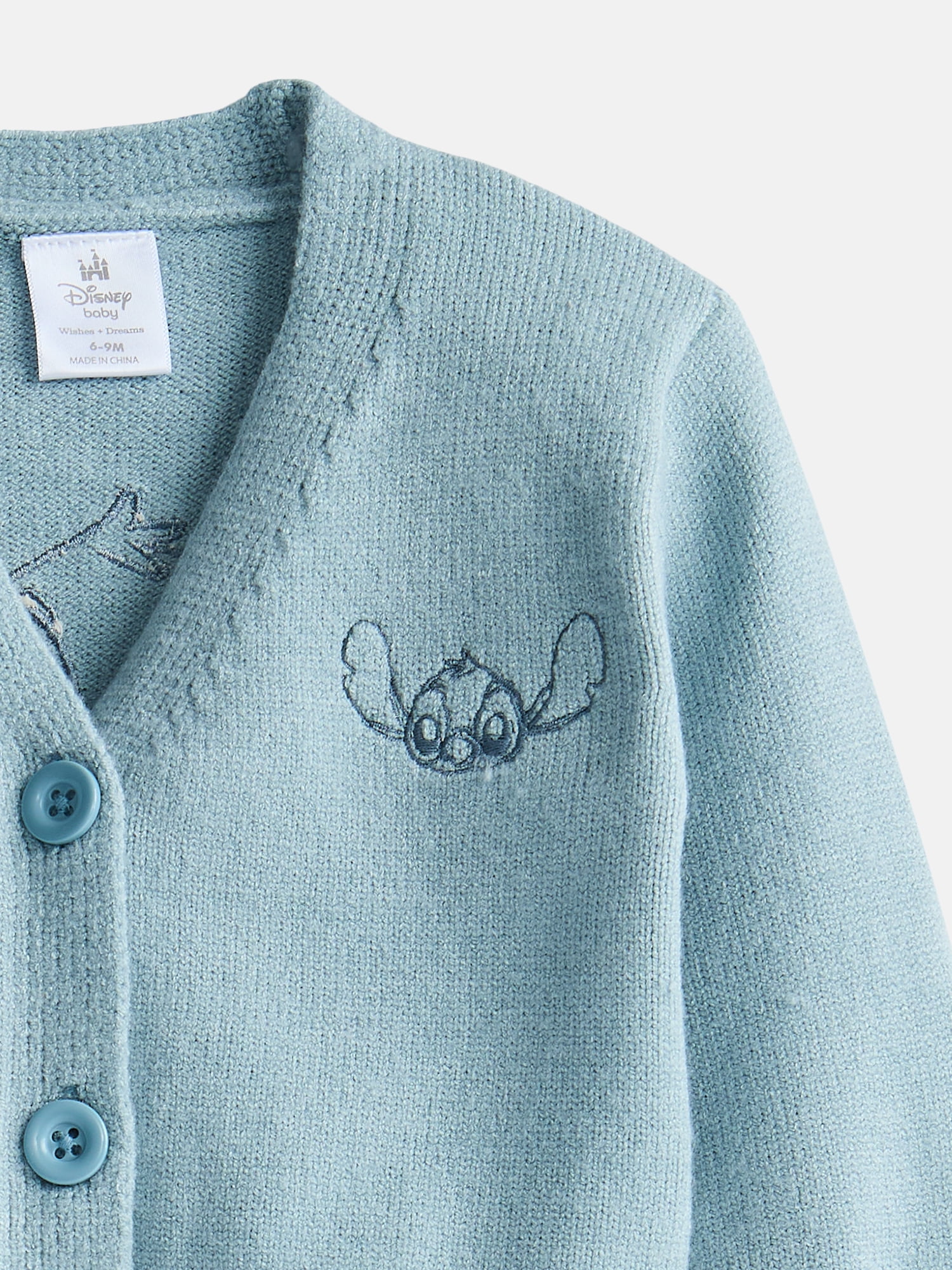 Disney Baby Wishes + Dreams Stitch Embroidered Cardigan with Long Sleeves, Sizes 0/3M-18M
