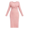 thumbnail image 5 of Womens Maternity Sweater Dress Twist Front Ribbed Knit Soft Bodycon Midi Dress Long Sleeve Pregnancy Clothes (L, Hot Pink), 5 of 6