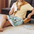 thumbnail image 4 of Daiia Chinoiserie Floral Palm Tree Mens Woven Stretch Pajama Short,Short Pajama Pants-X-Large, 4 of 9