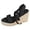 2Black, variant on Womens Platform Sandals Wedge Espadrilles Lace up Ankle Strap Peep Toe High Heeled Summer Vacation Dressy Shoes Beige Size 7.5