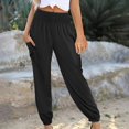 thumbnail image 2 of Casual Petite Leg Pants for Women Summer Casual Cropped Pant High Waist Loose Trouser with Pockets, 2 of 7