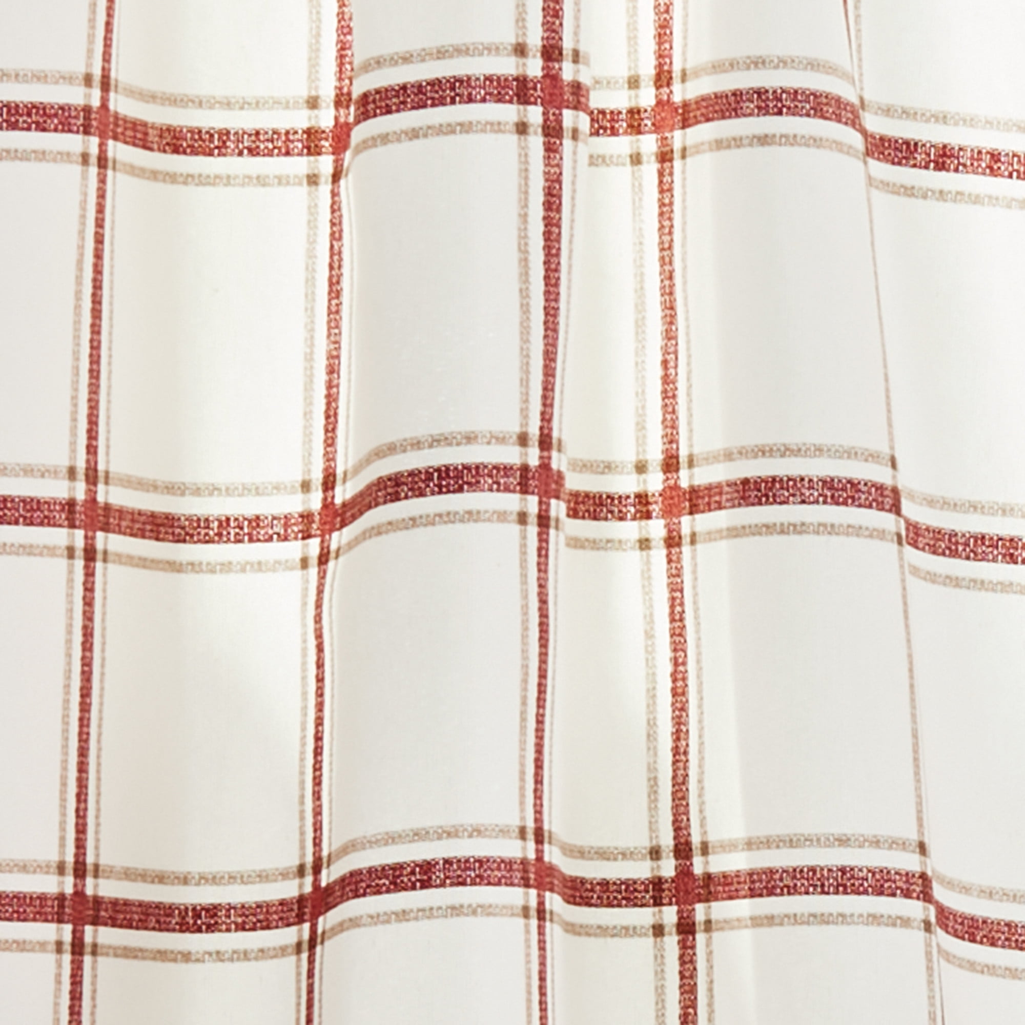 Mainstays 3 Pieces Printed Tier Sets Red Plaid, Recycled Polyester, BCI Cotton, 56"W x 14"L, Indoor Curtain, Indoor Curtain, Adult