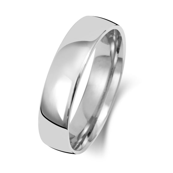 Light 18k White Gold 5mm Slight Court Comfort Men/Women Wedding Band/Ring