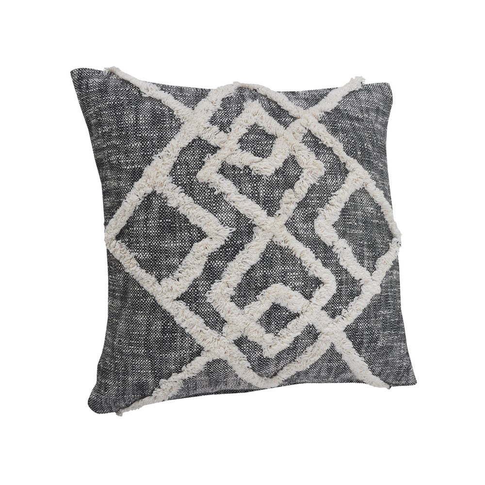 Ox Bay Tufted Geometric Diamond Square Throw Pillow, 20", Black / Cream, Count per Pack 1