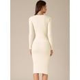 thumbnail image 4 of DARING DIVA V Neck Long Sleeve Slim Fitted Midi Dress XS Apricot, 4 of 6