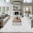 thumbnail image 5 of Light Grey Plaid Washable Area Rug 6 x 9 ft Retro Country Moroccan National Geometrical Plaid , Soft Non Slip Rugs Stain Repellent Indoor Felt Carpet for Living Dining Room Bedroom Home Office, 5 of 9