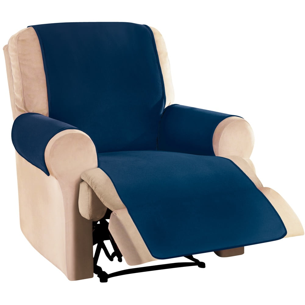Waterproof Reversible Fleece Furniture Protector Cover, Recliner, Navy