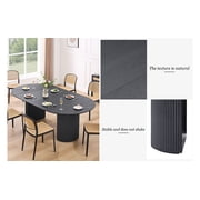 Kevinplus 86.61” Expandable Dining Table, Modern Kitchen Desk for Dining Room, Partment, Black