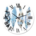 thumbnail image 2 of Designart 'Blue Boho Feathers I' Bohemian & Eclectic Wall Clock, 2 of 5