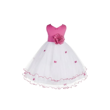Purple Butterfly Flower - Ekidsbridal Satin Tulle Butterflies Flower Girl Dress Bridesmaid Wedding Pageant Toddler Easter Holiday Communion Birthday Baptism Occasions 801S
