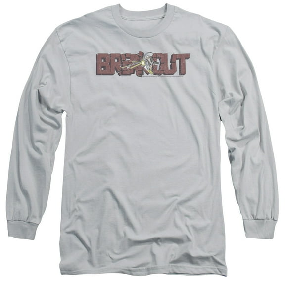 Atari Breakout Distressed Long Sleeve T-Shirt Adult 18/1 Silver