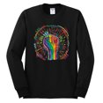 thumbnail image 2 of Wild Bobby The Power of Unity Colorful Fist Puff Print Fashion Mens Long Sleeve Shirt, Black, Small, 2 of 6