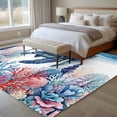 thumbnail image 4 of Nautical Coastal Area Rugs 8'x10', Washable Small Throw Rugs for Living Room Patio, Ocean Underwater Turtle Coral Plants Waves Indoor Outdoor Rug Non-Slip Low Pile Carpet Runner Reversible Floor Mats, 4 of 8