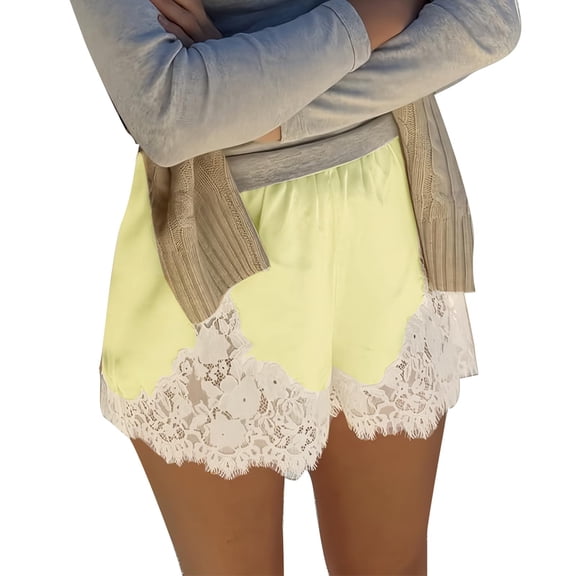 Women Silk Lace Shorts Low Rise Shorts Lounge Half Slip Pj Bottoms French Knickers