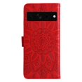 thumbnail image 3 of SaniMore for Google Pixel 7 Pro Wallet Case, Shockproof PU Leather Stand Cover with Card Slot Flip Kickstand Embossed Flower Magnetic Clasp Wrist Strap for Google Pixel 7 Pro, Red, 3 of 9