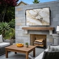 thumbnail image 3 of Outdoor TV Cover 52x30x4.5in, Abstract Natural Art Marble Pattern Weatherproof TV Screen Protector with Zipper, Stone Texture Gpld Stripe Outside Television Cover Fits Up to 52-55", 3 of 9