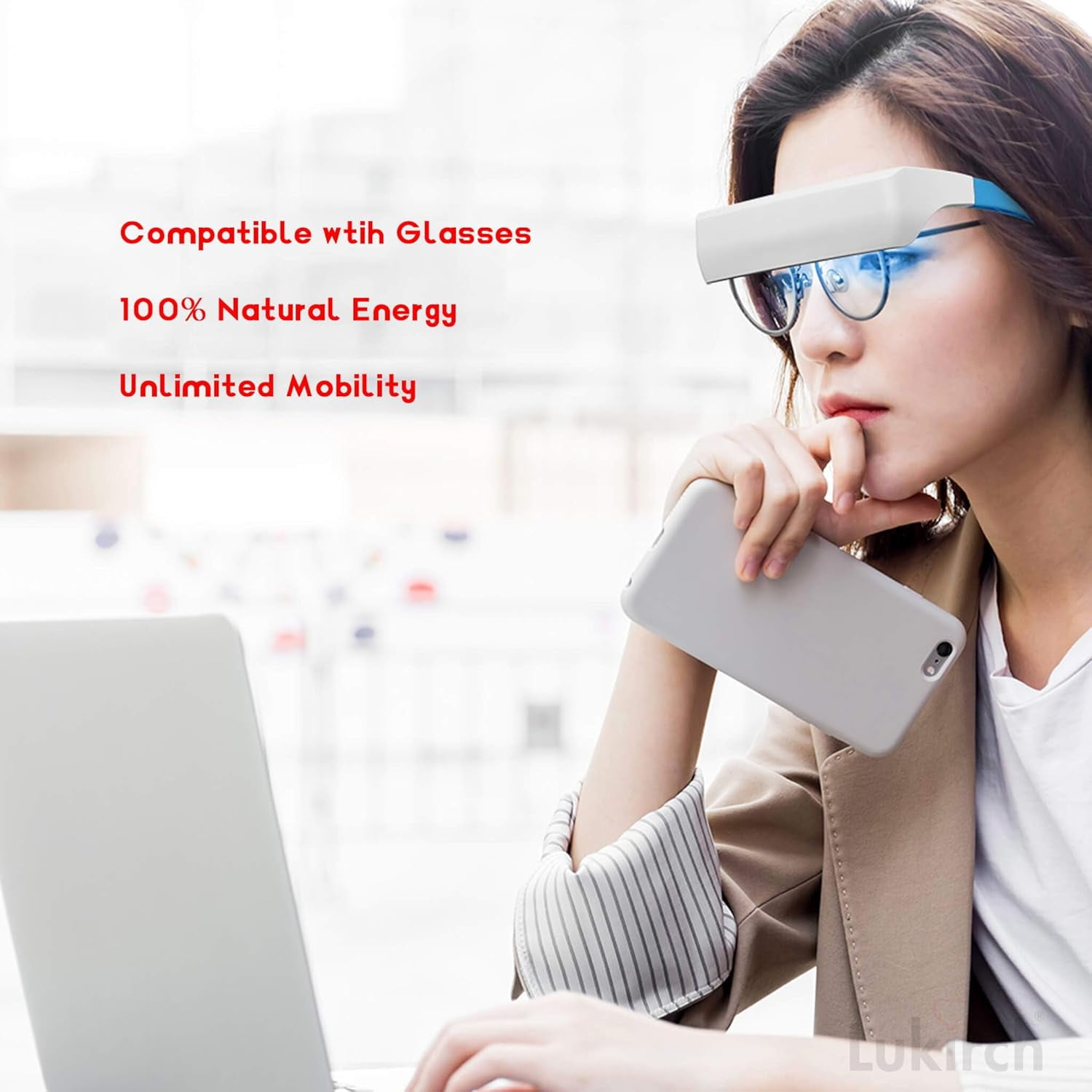 Light Therapy Glasses, Blue and Red Light Therapy, Blue Light for Good Sleep, Winter Blues, Jet Lag, Night Shift, Energy and Mood, Unique 670nm Red Light for Eye Health, White