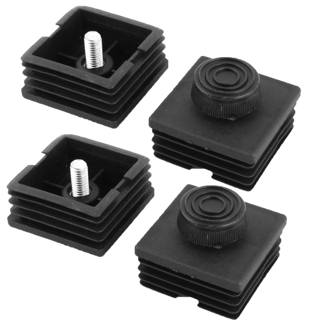 Unique Bargains 4 Sets Antislip Plastic Square 50mm x 50mm Chair Foot Cover Table Furniture Leg Protector Black