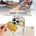 thumbnail image 4 of for iPhone 13 Pro Max Wallet Case with Card Holders for Women Girls, Crossbody Strap Zipper PU Leather Case with Finger Ring Protective Kickstand Designed for iPhone 13 Pro Max, Beige, 4 of 10
