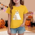 thumbnail image 2 of CAICJ98 Halloween Shirt for Toddler Boy Girl Pumpkin Ghost Tshirts Cotton Short Sleeve Tees Halloween Tshirt Kids (Yellow,1-2 Years), 2 of 5